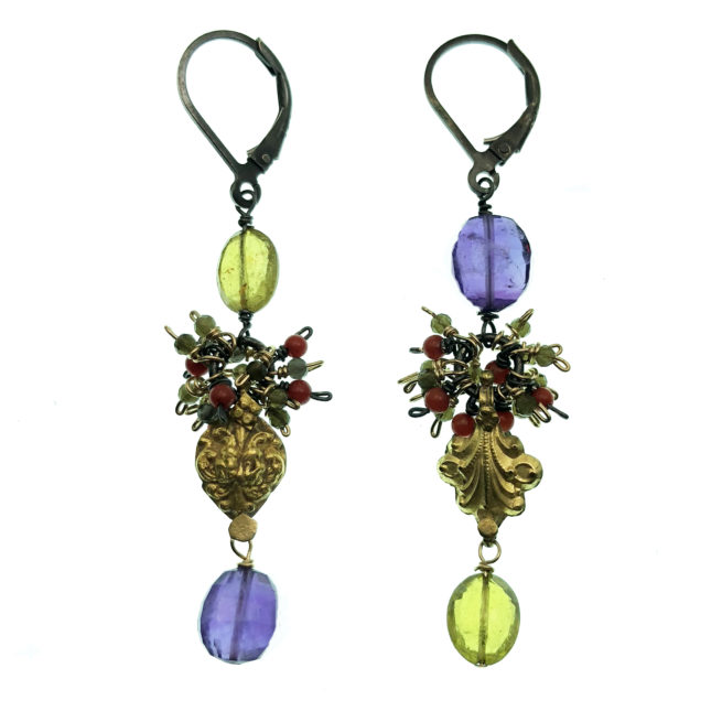 18kt Gold, Tourmaline, Amethyst Compassion Earrings