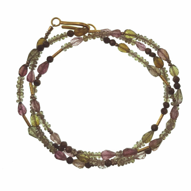 Convertible Tourmaline, Bronzite,18Kt Gold, and Sterling