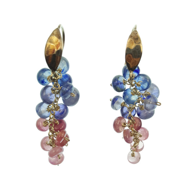 Smooth Muti Coloured Sapphires on Sterling Silver Hammered Hooks