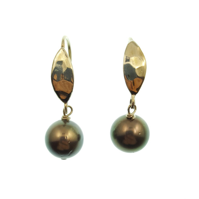 Tahitian Pearls on Hammered Silver Hooks
