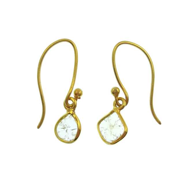 Rose Cut Diamond and 18kt Gold Earrings
