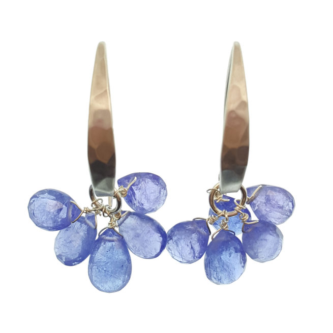 Tanzanite Baskets and Brushed Sterling Silver Earrings
