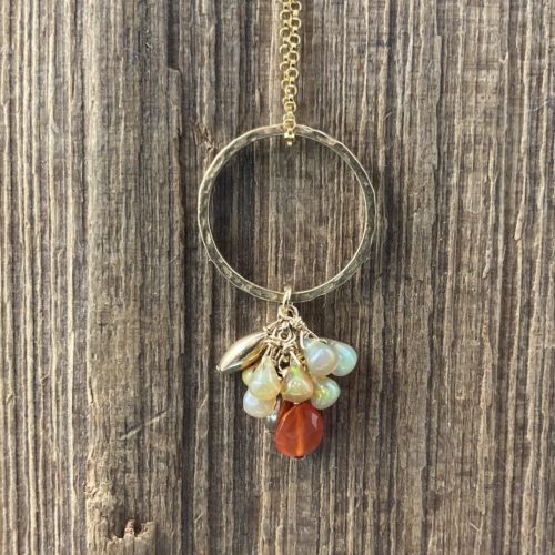 Ethiopian Opal and Carnelian Grapevine Necklace