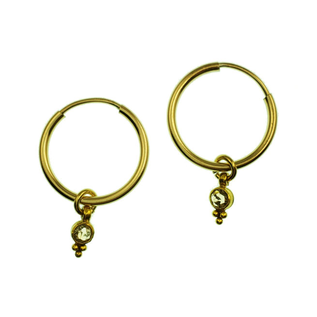 18kt Gold and Diamond Drops on Hoops