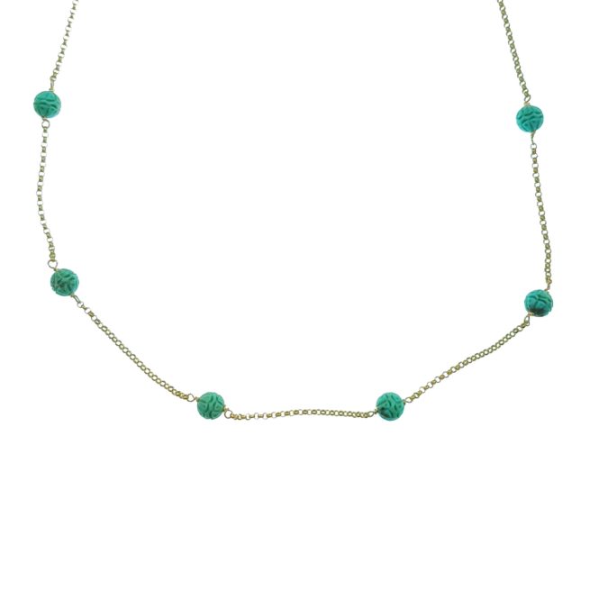 Carved Turquoise Station Necklace