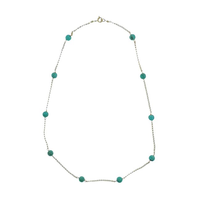 Carved Turquoise Station Necklace