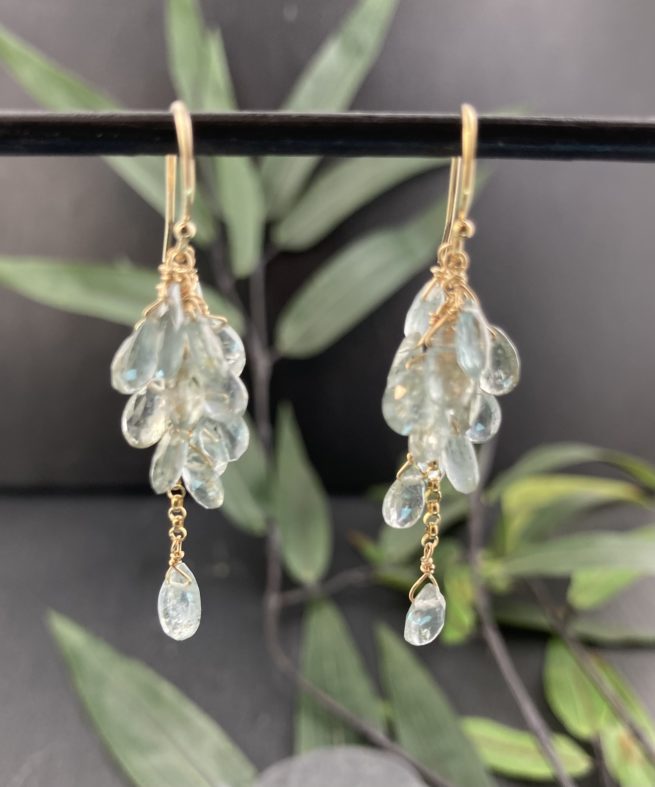 Moss Aquamarine GrapeVine Earrings
