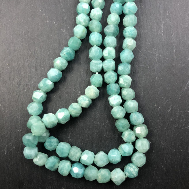 Facetted Amazonite 6mm x 7mm Roundish