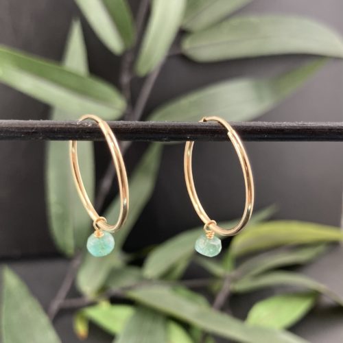 Gold Filled Hoops with Emeralds