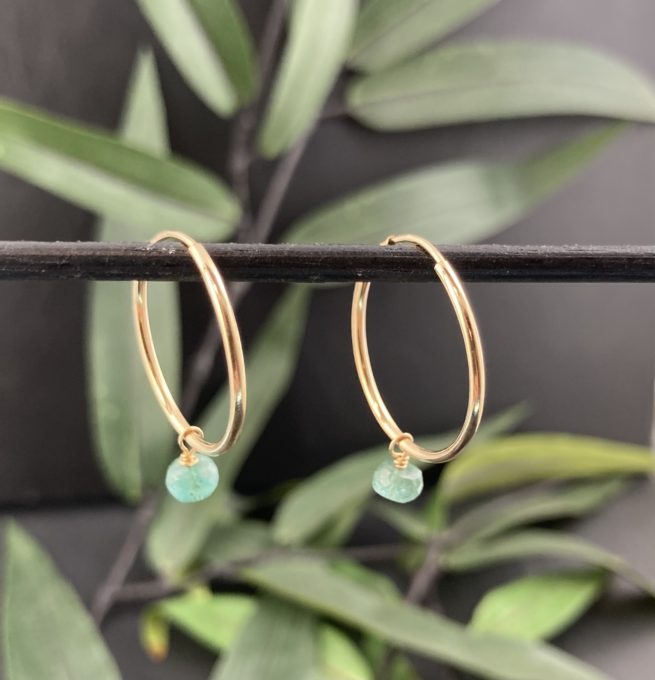 Gold Filled Hoops with Emeralds