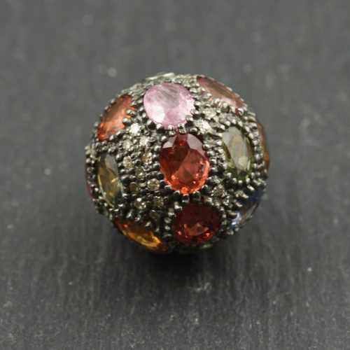 Ruby, Diamond and Sterling Bead