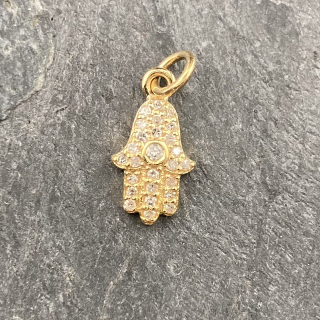 18KT Gold and Diamond Hamsa Pendant