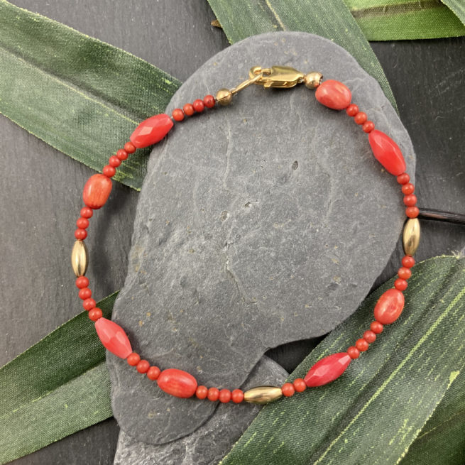 Red Coral, Red Jasper and Gold Fill