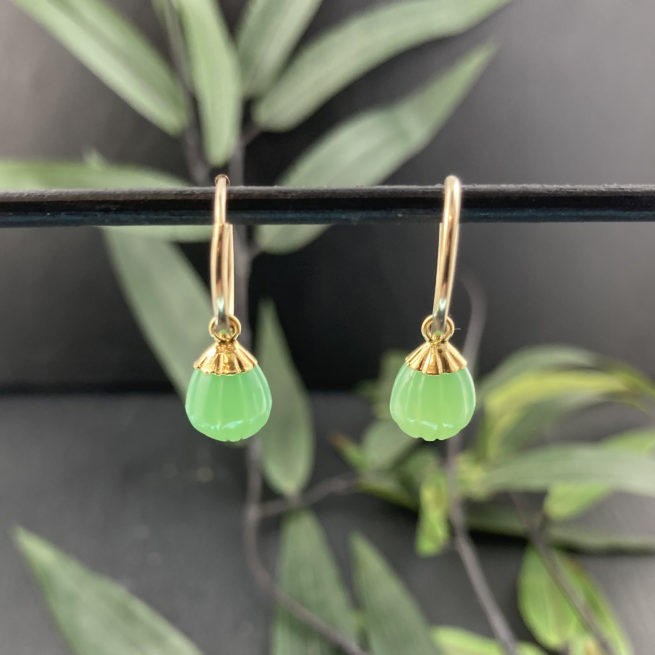 Chrysoprase  Drops on 14KT gold Fill Hoops