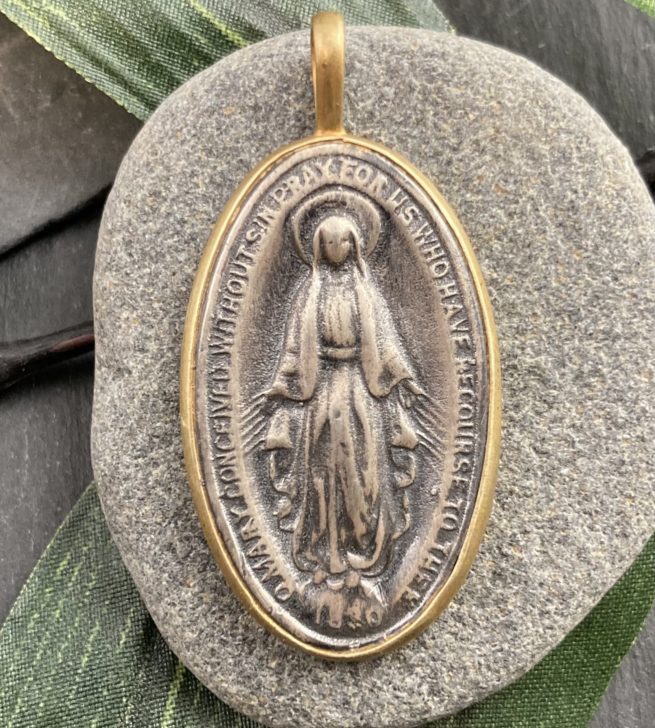 Miraculous Medal in Sterling and 18kt Gold