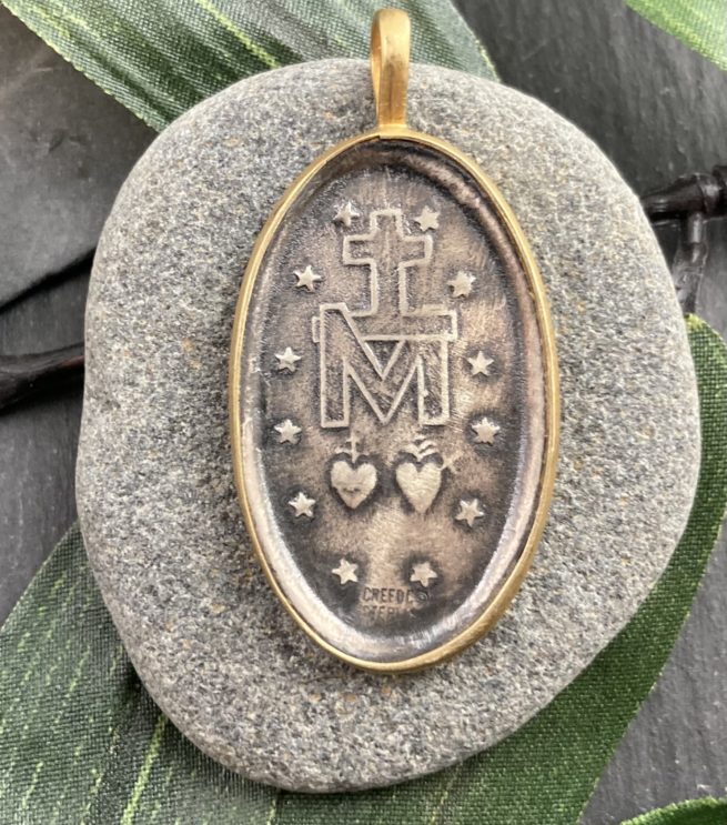 Miraculous Medal in Sterling and 18kt Gold