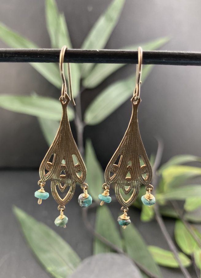 Turquoise and Bronze Chandeliers