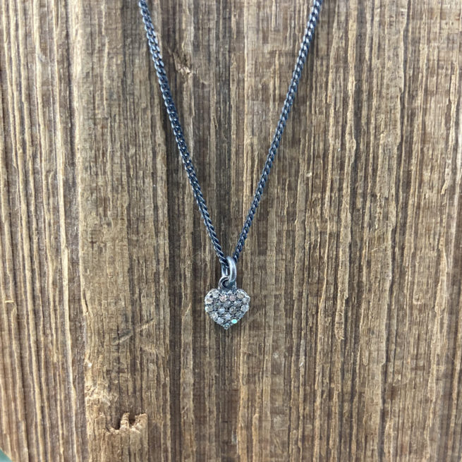 Ruby and Diamond Pendant on Oxidized Sterling Chain