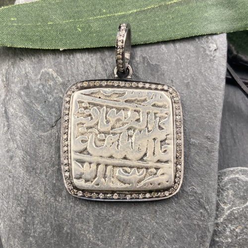 Old Sanskrit Square Diamond Pendant