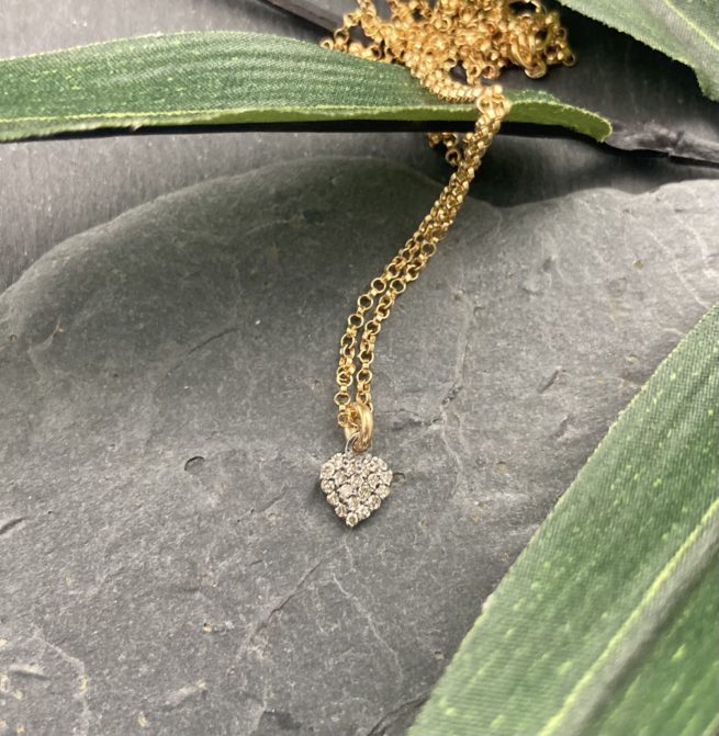 Small Diamond Heart Pendant Necklace