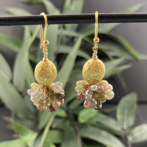 18KT Gold and Coloured Diamond Briolette Earrings