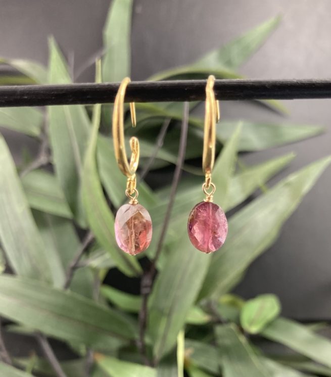 Pink Tourmaline and Vermeil Earrings
