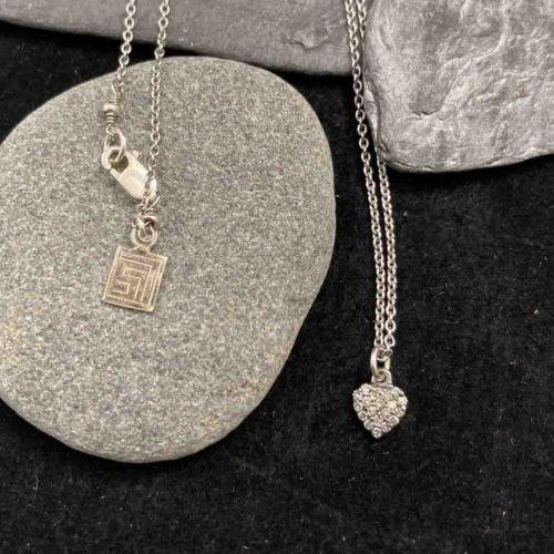 Diamond Heart Pendant on Sterling Chain