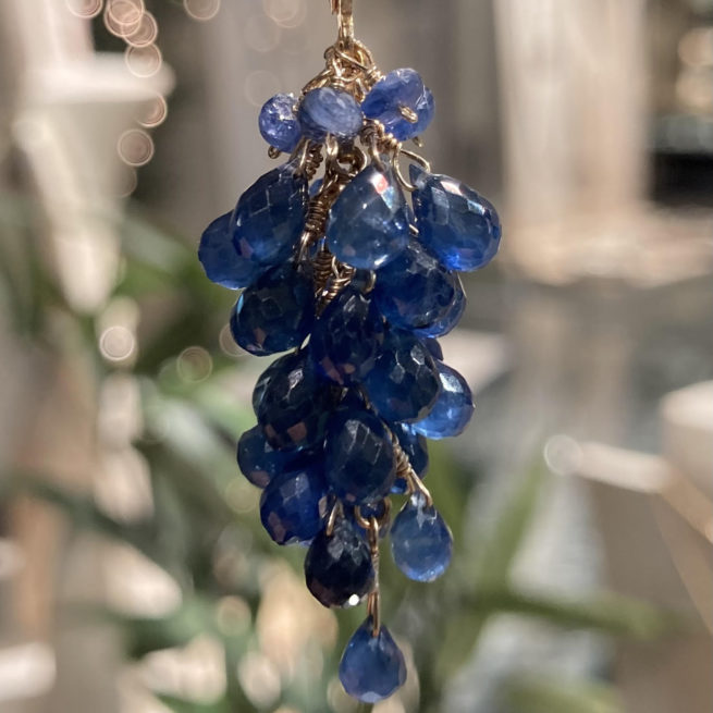 Gorgeous Blue Sapphire Drop Grapevine Earrings