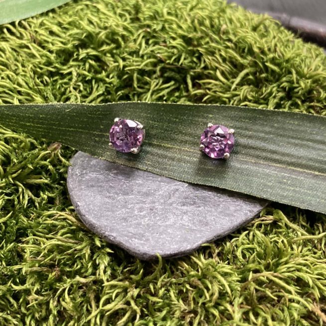 Amethyst and Sterling Silver Studs