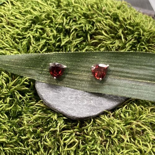 Red Garnet and Sterling Silver Studs