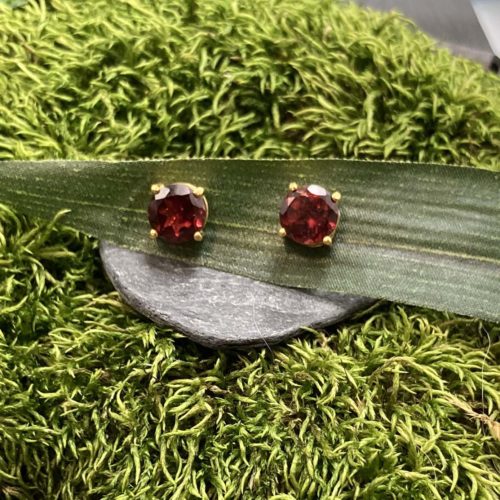 Red Garnet and 14KT Gold Fill Studs