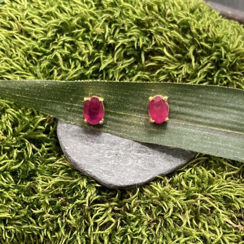 Oval Ruby and 14KT Gold Fill Studs