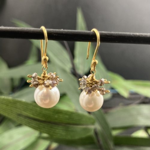 Freshwater Pearls and Chocolate Diamonds on 18KT Gold
