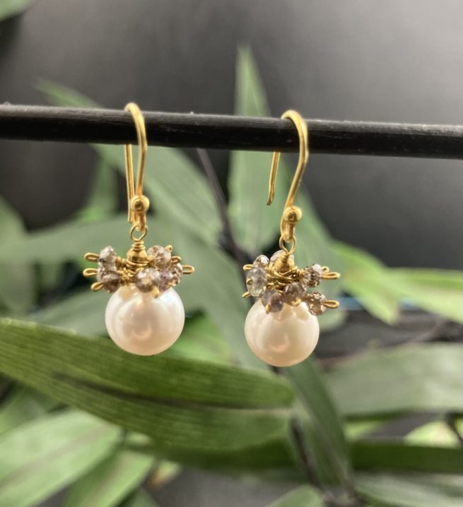 Freshwater Pearls and Chocolate Diamonds on 18KT Gold