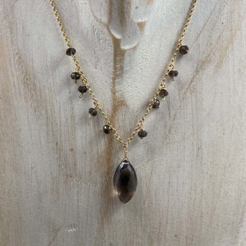 Green Garnet, Labradorite and Mother of Mary Necklace