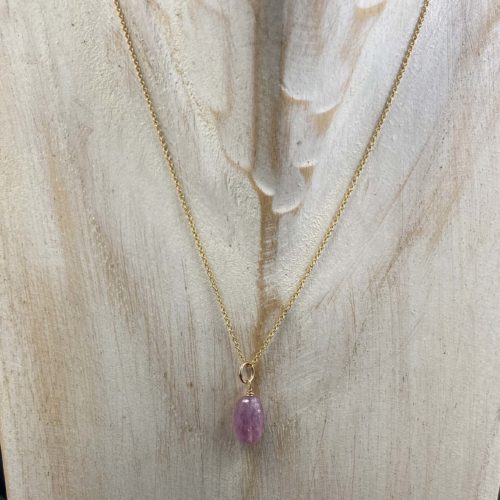 Pink Sapphire Nugget on 14KT Gold Filled Chain