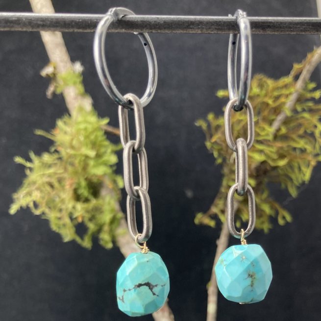 Natural Turquoise Nuggets on Oxidized Links