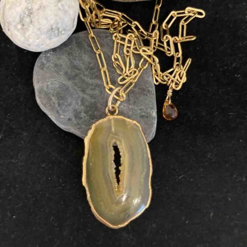 Golden Agate on 14KT Gold Fill Paper Clip Chain