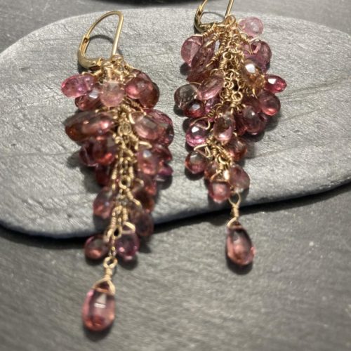 Pink Tourmaline Grapevine with  14KT Gold Fill