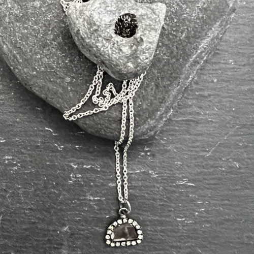 Diamond Pendant of Sterling Chain