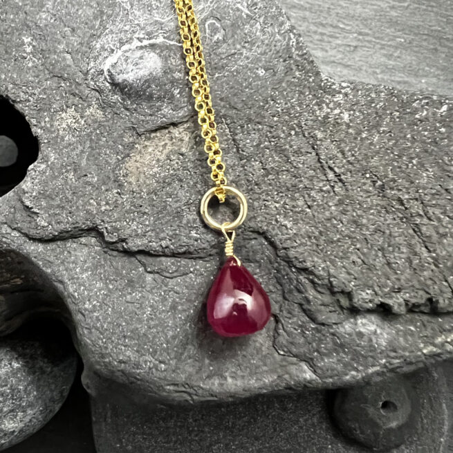 Ruby and 14KT Gold Fill Necklace