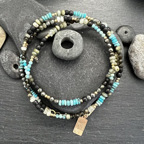 Ebony, Turquoise, Cats Eye, Pyrite and 14KT Gold Fill Convertible