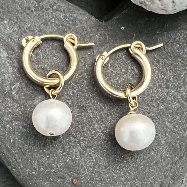 14KT Gold Fill Hoops with Freshwater Pearls