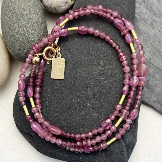 Pink Sapphires,  Tourmaline and 18KT Gold Convertible