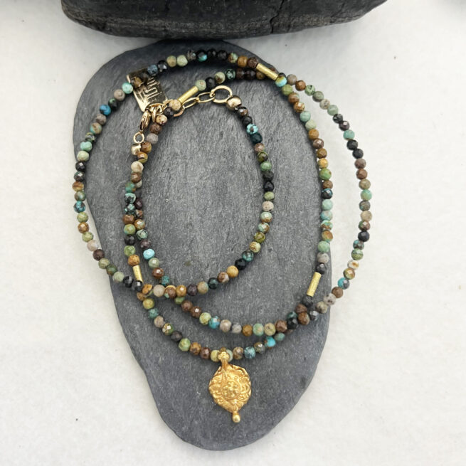 Turquoise and 18KT Gold Necklace