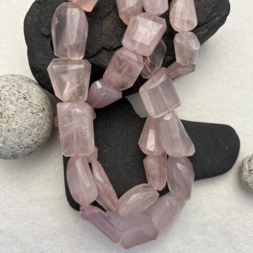 Rose Quartz Faceted Nuggets 25mm x 12mm