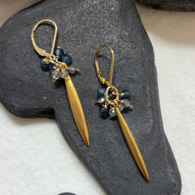 Topaz, Labradorite, Zircon and 14Kt Gold Earrings