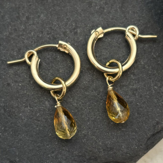 Citrine Crops on 14KT Gold Fill Hoops