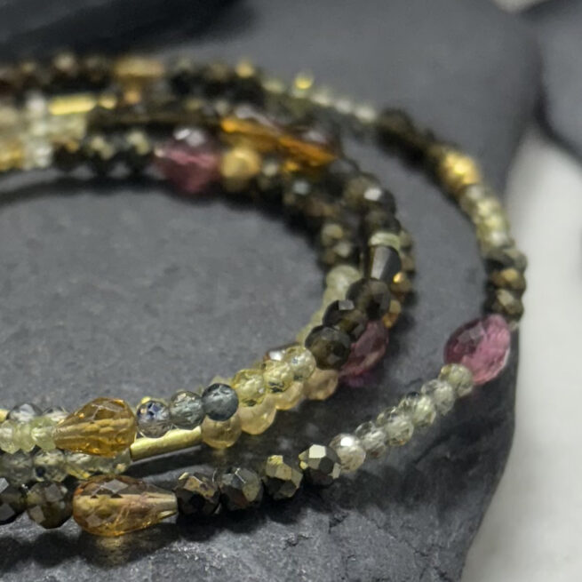 Tourmaline, Sapphire, 18KT Gold, Cats Eye, Green Garnet and Pyrite Convertable