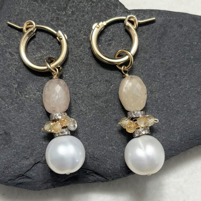 Fresh Water Pearls,Spinel with Diamonds, and White Sapphires